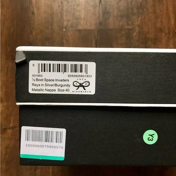 Anya Hindmarch Space Invader Ankle Boots - Size 40 - Burgundy/ Silver NIB - Picture 4 of 5